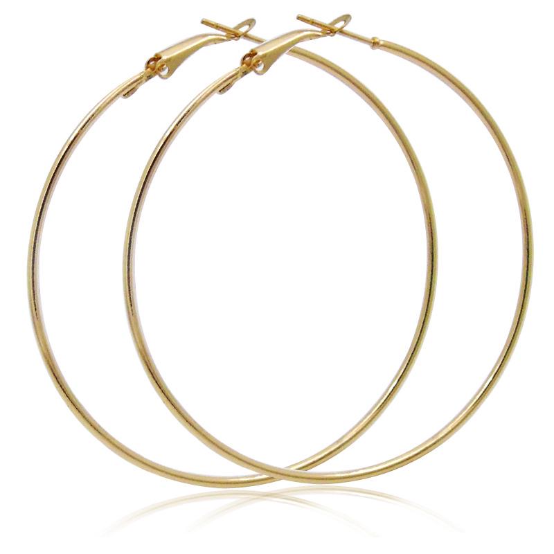 

EKUSTYEE Big Circle Hoop Earring for Women Jewelry Metal Trendy Retro Big Round Circle Earrings 100mm золотий