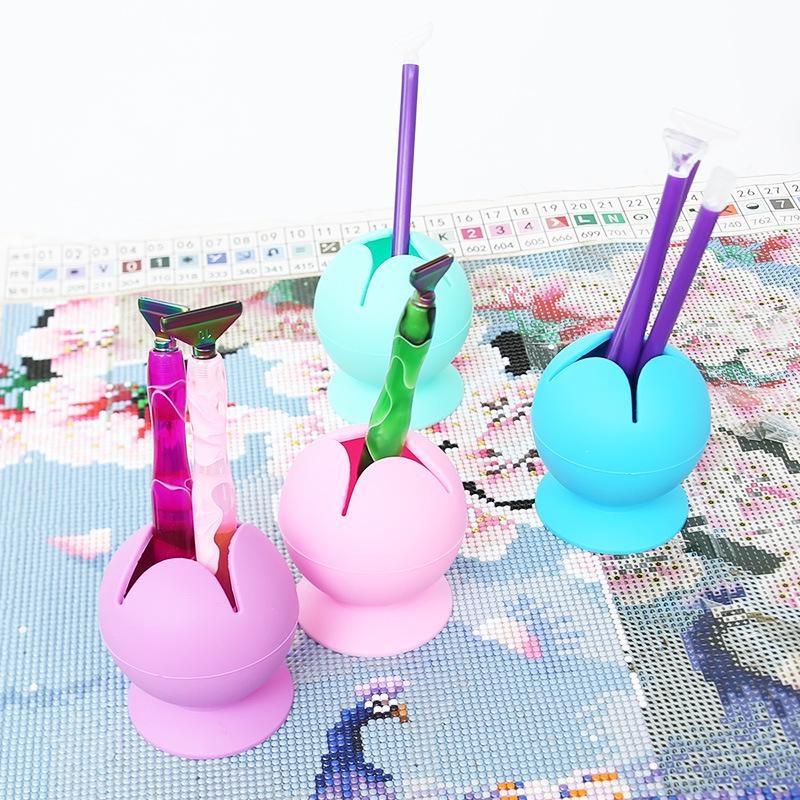 Przyssawka Silikonowy ręczny pojemnik na odpady Gadżety Silikonowy obraz DIY z diamentami Obsadka do pióra Akcesoria do diamentowych haftów