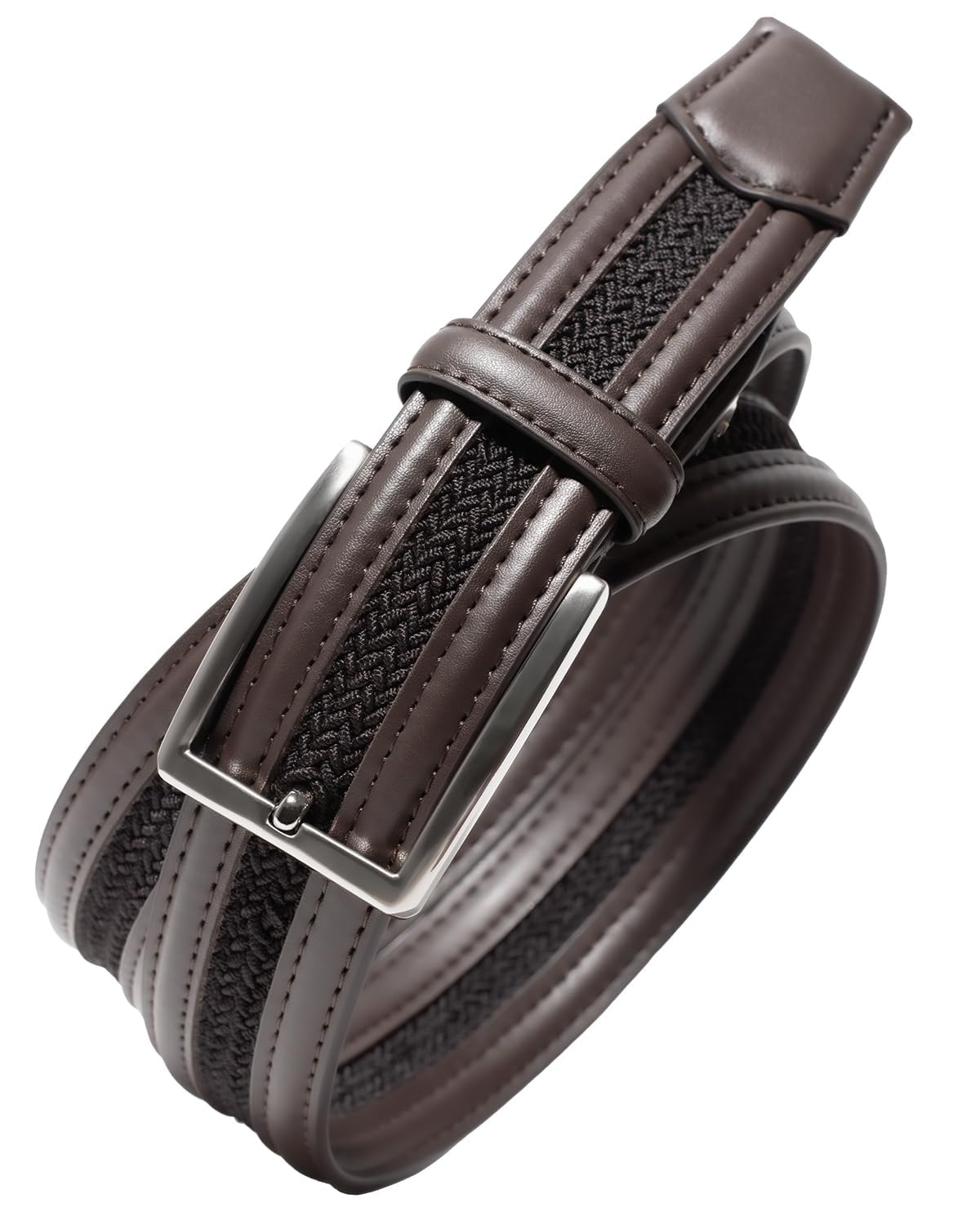 

TAVARAT Сетчатый ремень из спилковой кожи, 35 мм, с отверстиями, регулируемый, удобный, не вызывающий стресса (Темно коричневый)