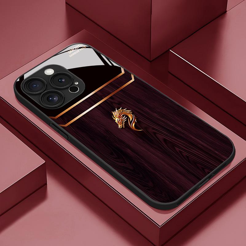 Minimalist Black and Brown Textured Pattern Glass Phone Case for iPhone 17Air 16 15 14 13 12 11 11Pro Max