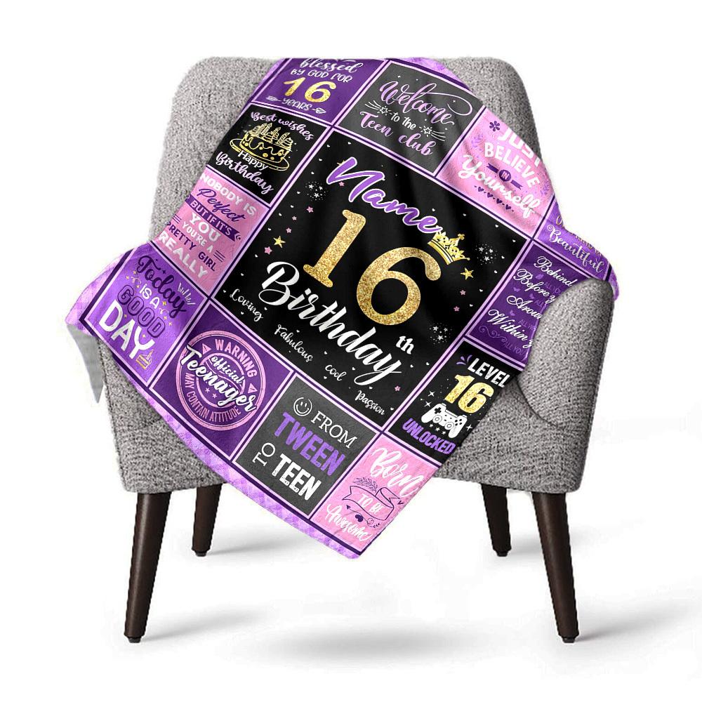 Birthday Theme Home Customize Your Name Blankets Comfortable Soft Lightweight Multipurpose Blanket For Picnic Sofa Office Bed Living Room Suitable As