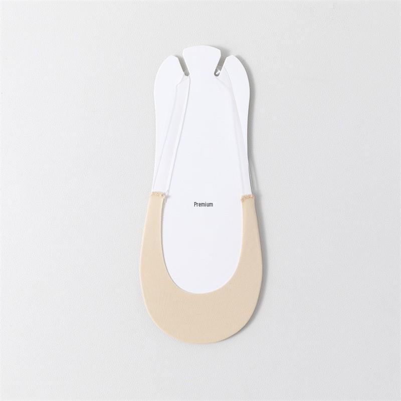 Invisible Ice Silk Low-Cut Boat Socks with Non-Slip Heel & Forefoot, Solid Color, Half-Palm Strap, Perfect for High Heels.