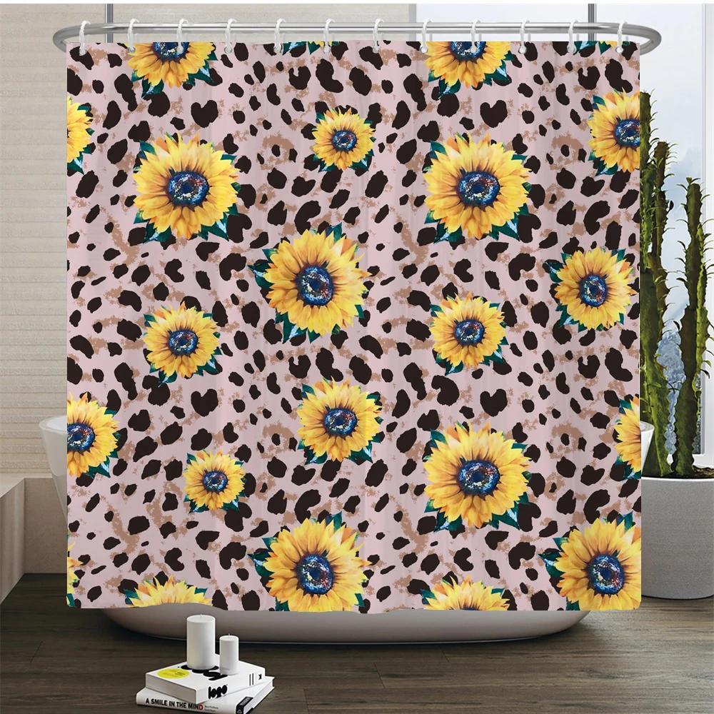 Elegant Flowers Shower Curtain 180x180cm Floral Shower Curtain Polyester Bath Curtain Bathroom Decor Machine Washable With Hooks