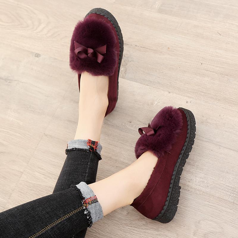 Doudou shoes women's new winter warm plush shoes flat women's shoes versatile cotton shoes