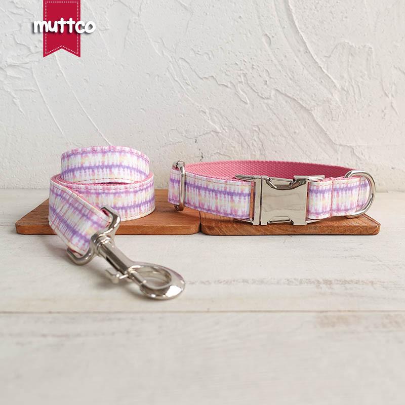 MUTTCO Pink Magic Dog Collar & Leash Set UDC-130 XL