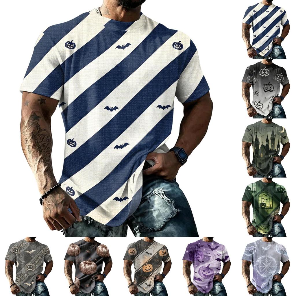 Men's Halloween Vintage Graphic T Shirt Loose Fit Breathable Short Sleeve Summer Sports Streetwear Casual Everyday Top