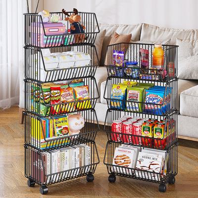 Kitchen Vegetable Storage Rack, Fruit Storage Rack, Multifunctional Handcart, Multi-layer Floor Standing Storage Rack, Storage Basket, Basket