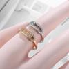 Exquisite and Shiny Geometric Design Zircon Crystal Geometric Opening Adjustable Ring Women's Casual Jewelry Gift