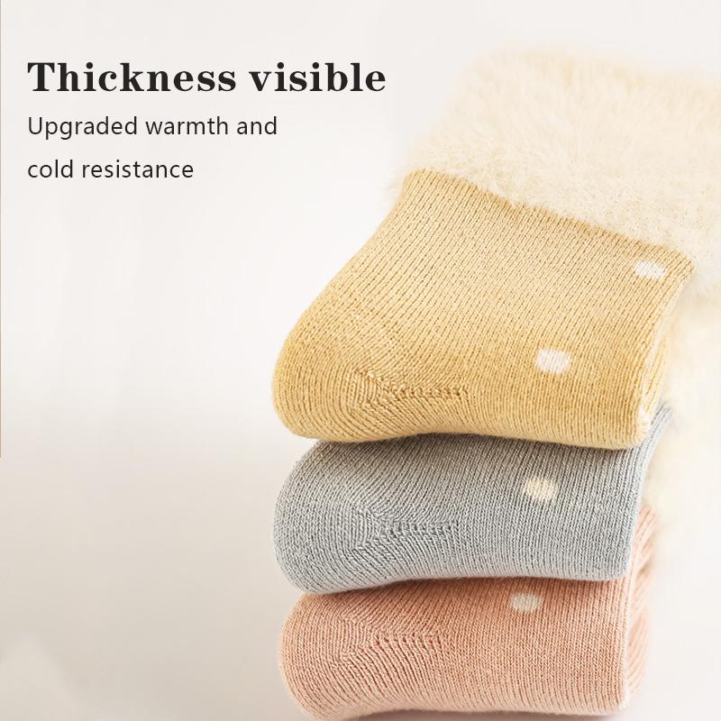 3 Pairs/Lot Thick Baby Mid Tube Socks For Winter Warm Newborn Mid Tube Socks Cartoon Dog Socks For Boys And Girls