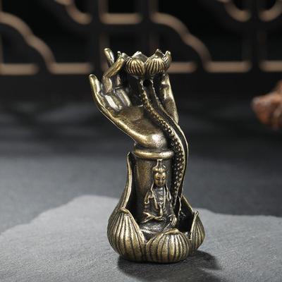 Handmade Buddha's Hand Incense Holder Buddha's Hand Delicate Lotus Backflow Incense Insert Portable Reverse Flow Incense Tray