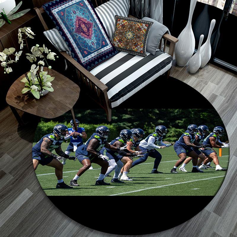 Seattle Seahawks Players pattern round rug,Carpet Rug for Living Room Bedroom Playroom ,Non-slip Floor Mat,Holiday Gifts and Birthday Gifts.