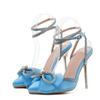 Fashion Glitter Rhinestones Pink Women Pumps Crystal Bowknot Satin Summer Lady Shoes High heels Party Stripper Shoes568