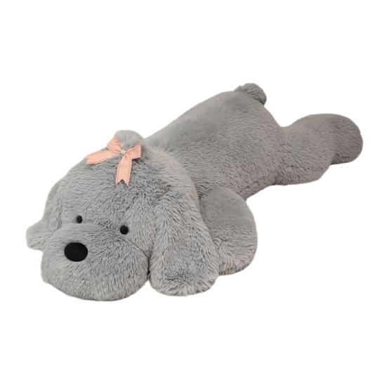 

Большая плюшевая игрушка-собака, милая мягкая кукла-подушка с бантом 130/160 см, мягкая, приятная на ощупь кукла-собака для детей, девочек, большая, уютная подушка для отдыха в постели 130cm серый