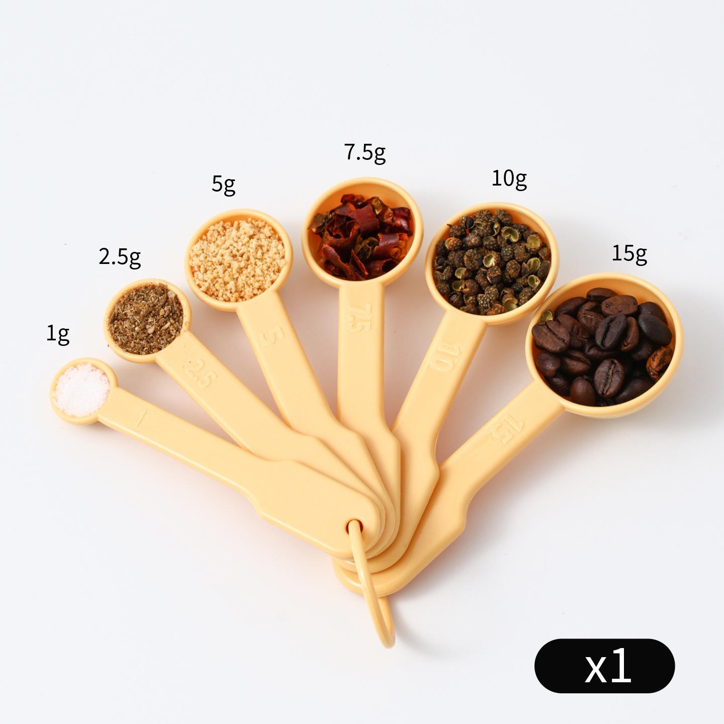 6pcs/set Nestable Seasoning Coffee Bean Measure Spoons Multi-functional Plastic Measuring Spoon Set Kitchen Baking Accessories
