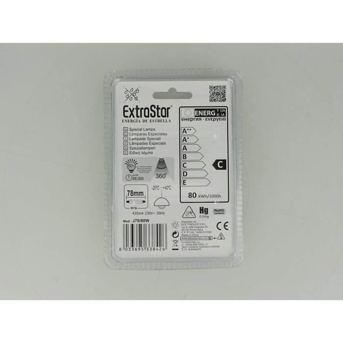 Lampe halogène dimmable - ledlux - r7s - 78mm - 80w - blanc chaud 2700k