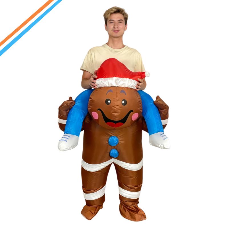 Reindeer & Gingerbread Man Inflatable Santa Costume for Christmas Party Stage Props