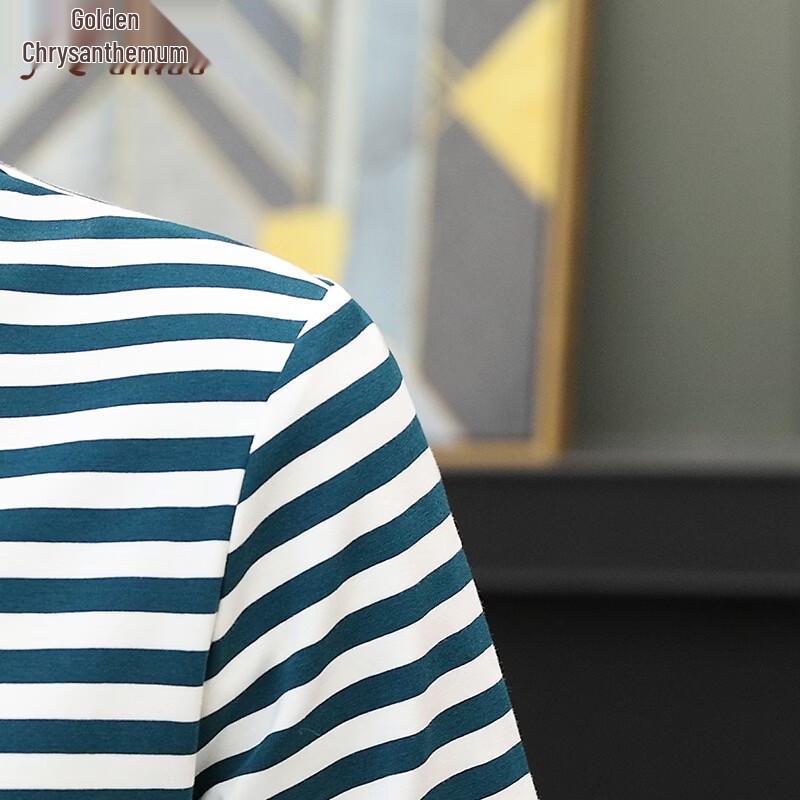 Men's Striped Cotton Blend Long Sleeve Polo Shirt