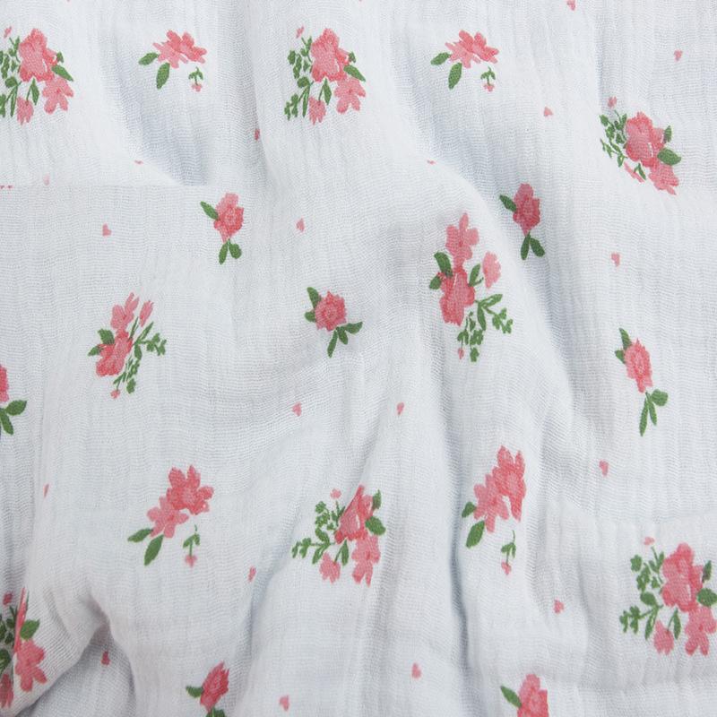 135x100cm Small Floral Double Gauze Cotton Sewing Texture Crepe Fabric, Making Home Wear Pajamas Cloth