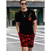 Rose Print Men's Round Neck Casual Set