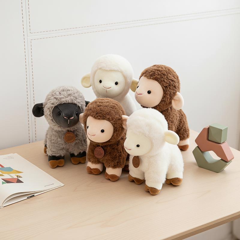 Cute Fluffy Lamb Plush Stuffed Toys Soft Fabric Perfect For Valentine'S Day Kids Birthday Gifts Home Decor