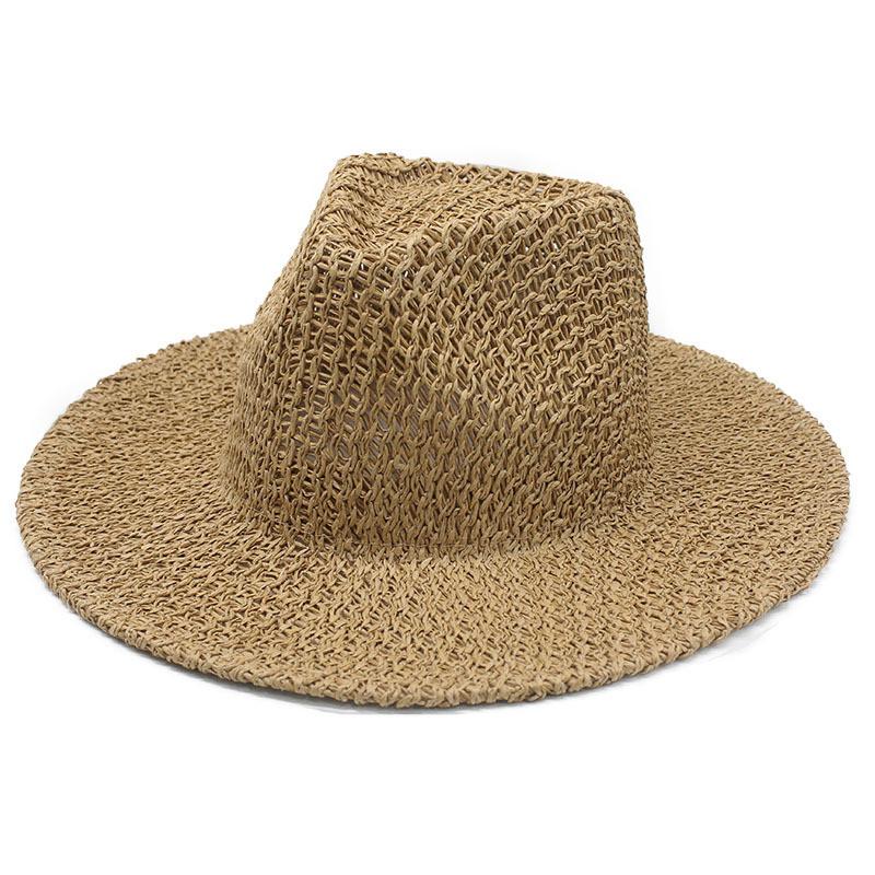 High Quality Panama Straw Fedora Hat With Wide Brim For Sun Protection And Casual Outdoor Style