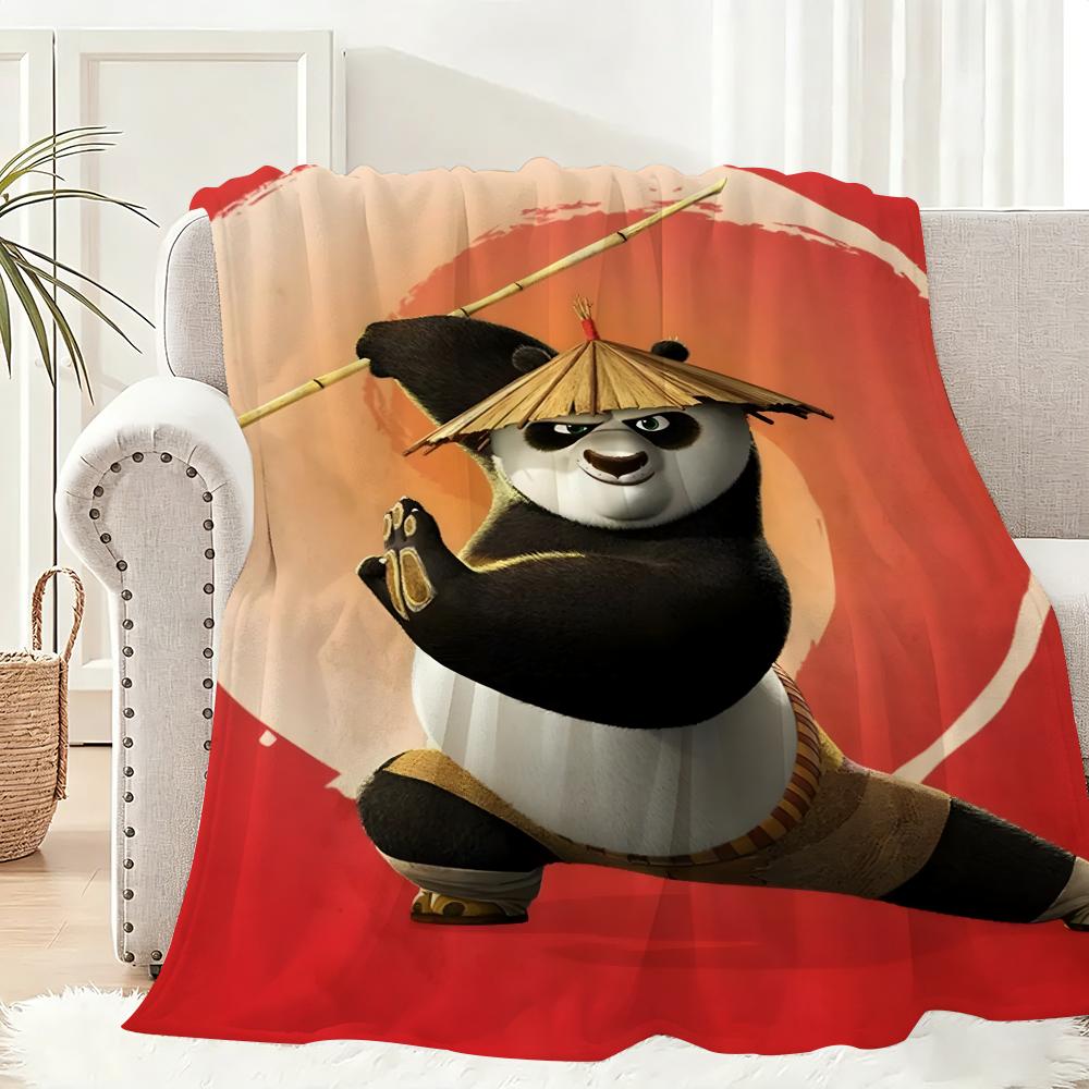 Kung Fu Panda Throw Lightweight 240g Flannel Blanket Soft Skin-friendly for Summer Cooling