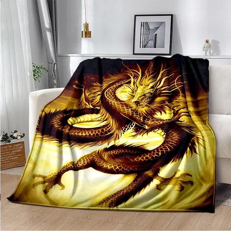 Dragon Blanket 3D Printing Animal Art Soft and Comfortable Sofa Bed Bedroom Decorative Bedspread Travel s