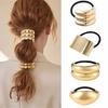Holder Irregular Shape Metal Hair Cuff Golden Color Geometric Charms Ponytail Holder Silver Metal Elastic Scrunchies Women