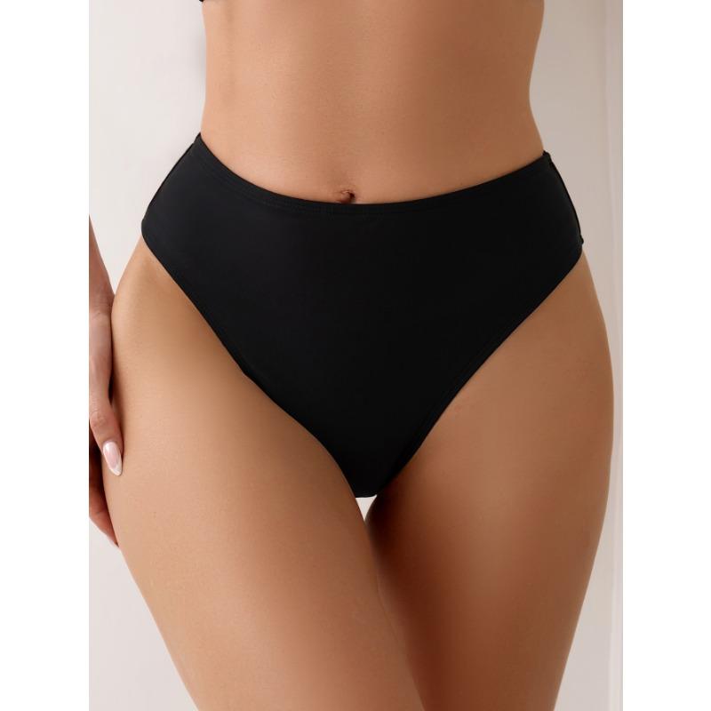 New Solid Color Sexy High Elastic High Waist Wrinkled Swimsuit Swimming Trunks