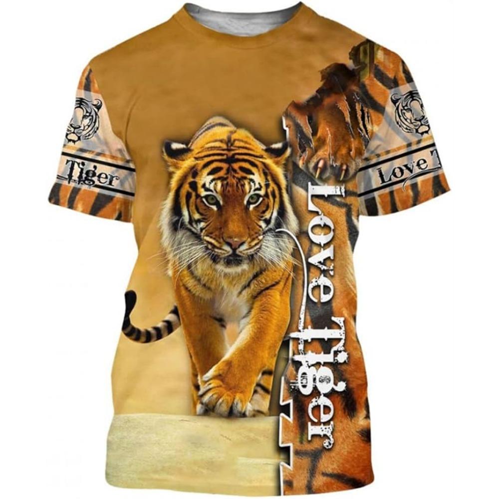 Fashion Tiger 3D Print Summer Fashion Popular T Shirt Casual Men's Street Hip-Hop Short Sleeve T-shirt Harajuku Y2k Loose Top