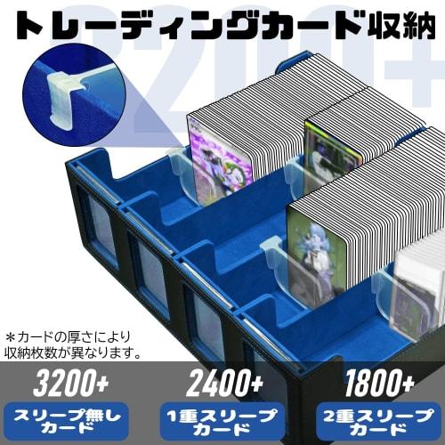 Socpuro 4-Column Magnetic Deck Case, Large Capacity (3200+ Cards), with Detachable Lid, PU Leather, Compatible with Magnetic Loaders, Window, Dividers