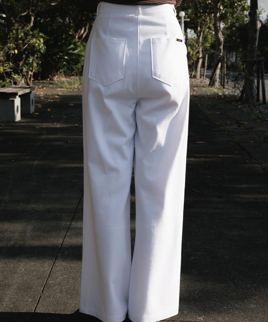 DEHEVE Cotton Pintuck Wide Pants [White]