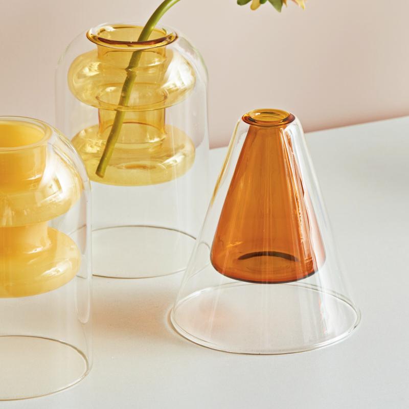 Glass Vase Art Decorations Flower Plant Container Vase Home Decor Accessories Desktop Crafts Terrarium Living Room decoration