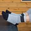 Cotton Breathable Simple Middle Tube Socks With Toes Stripe Hosiery Man Socks Five Finger Socks