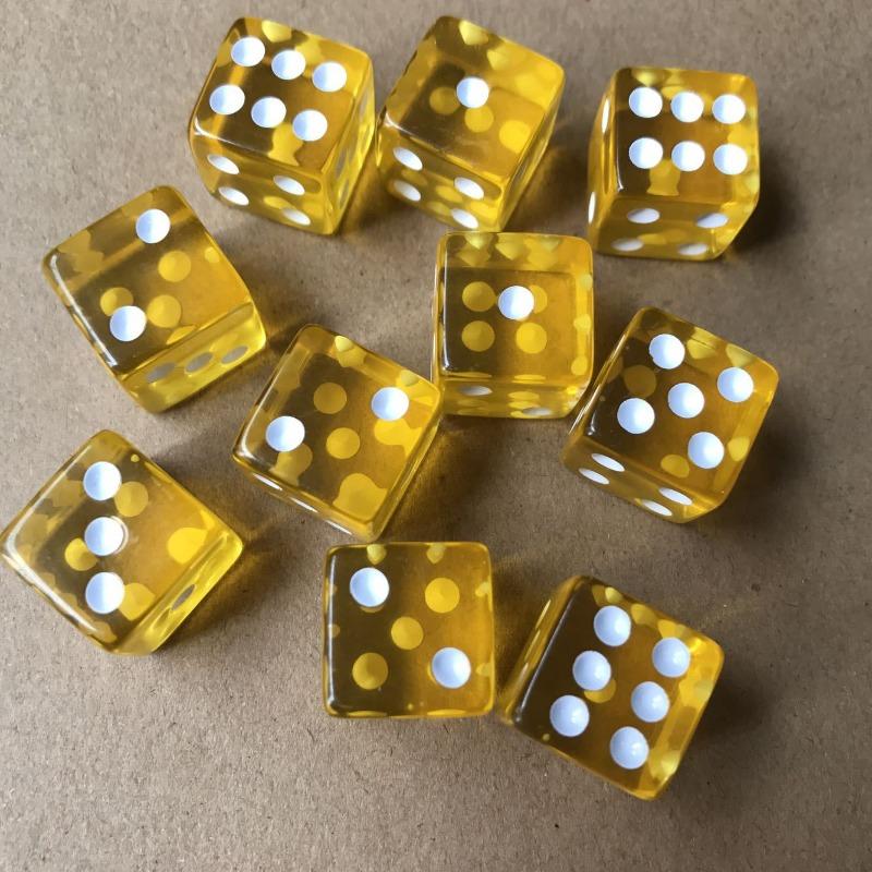 9/10 шт./коробка 16 мм Однотонные Прозрачные Цветные Игровые Кубики Настольная Игра Числовые Кубики Квадратной Формы Разноцветные Кубики с Точками 10pcs