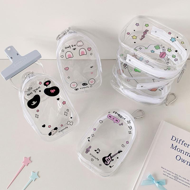 Cartoon Clear Outdoor Bag Doll Toy Transparent Display Bag Storage Box Pouch Mystery Box With Keychain Cute Doll Bag
