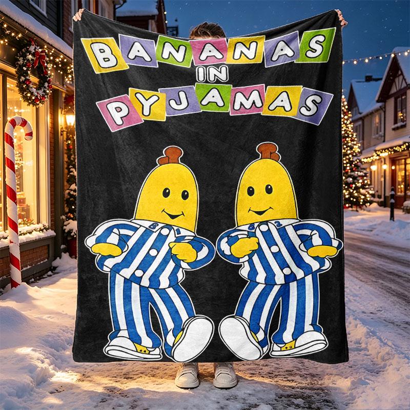 Bananas in Pyjamas Pattern Blanket for Home Decoration, Bed, Sofa, Car Travel, Camping, Suitable for All Seasons, Birthday Christmas Gift