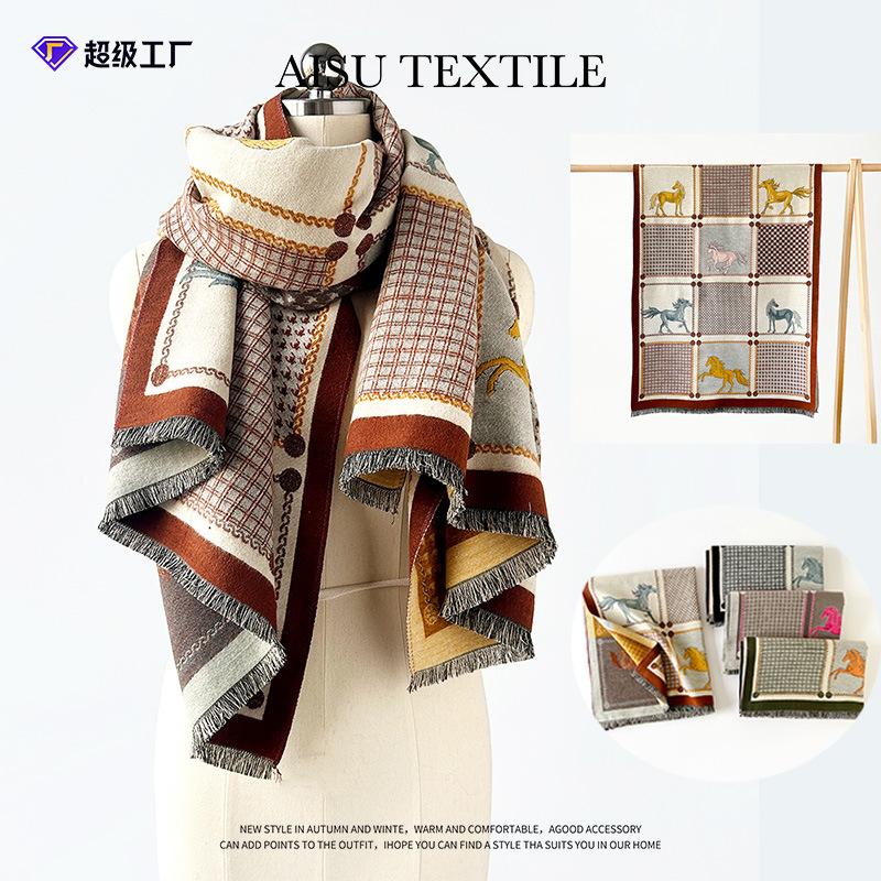 Fashion style big shawl autumn and winter women wool scarf warm shawl simple versatile thickened scarf