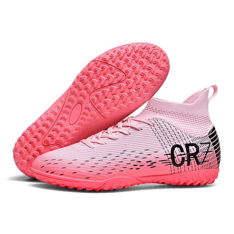 

High-top football shoes CR7tf broken nails artificial flat AG nails leather feet boys and girls students training shoes 45