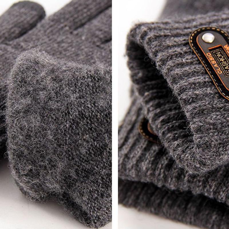 Touch Screen Gloves Men's Elastic Knitted Gloves Warm and Windproof Solid Color Mittens