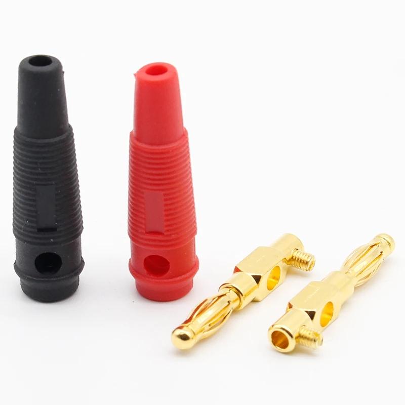 10/24/50Pcs 4mm Male Plugs Pure Copper Gold Plated Musical Speaker Cable Wire Banana Plug Connectors Jack for Audio AmplifierGood Product