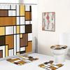 Creative Geometric Shower Curtains Bath Mats Sets Black Line Blue White Plaid Splicing Bathroom Decor Door Rugs Toilet Cover Mat