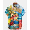 Camisa Hawaiana de Verano para Hombre Moda Loro Mar 3D Estampado Camisa Manga Corta Casual Camisas de Playa Blusa de Vacaciones Aloha