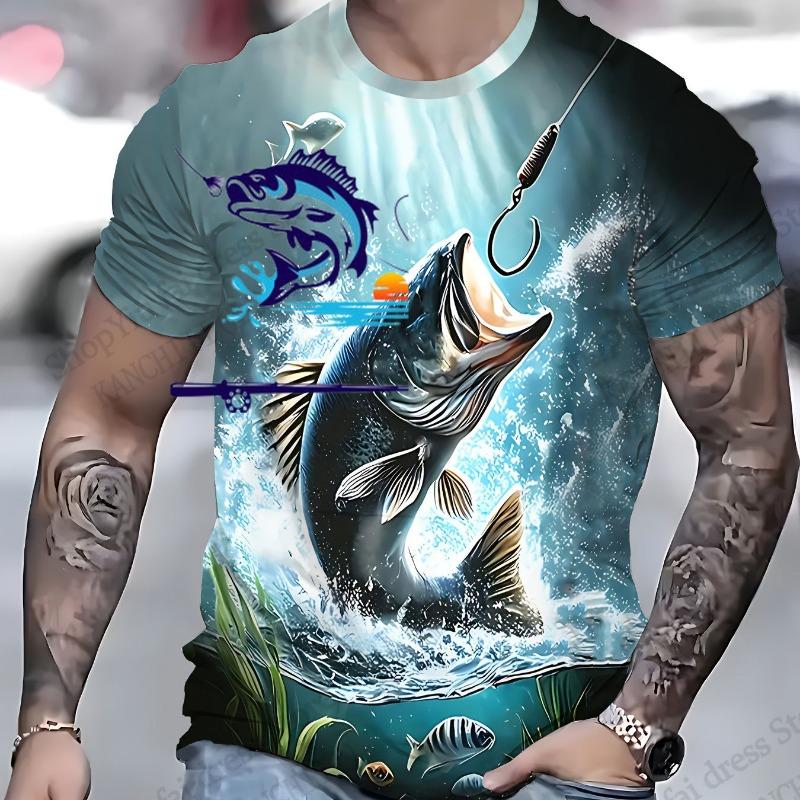 2026 New Fishing Fish 3D Print T-shirt Men Women Fashion Casual Outdoor Sports Short Sleeve