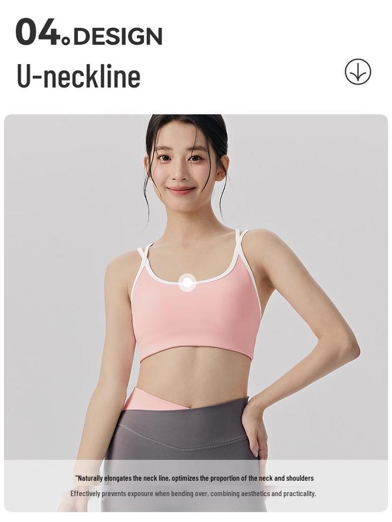 Damen Color-Block Yoga-Set: Patchwork Sport-BH, Antibakterielle V-Ausschnitt High-Waist Bauchkontrollhose