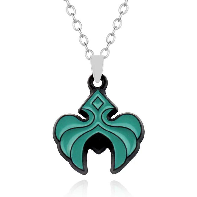 New Genshin Impact Elemental Vision Pendant Necklace Set Stylish Alloy Leaf Design