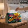 2D Flat, 1pc Bright Color Mixed Floral Decorative Tissue Box, Suitable for Family Gatherings, Cars, Kitchens, Bathrooms, Polyester Material Daily Use 