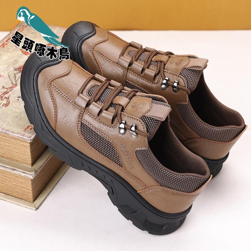 

2025 new hiking shoes men s shoes spring sports casual leather shoes soft-soled anti-shoes 44