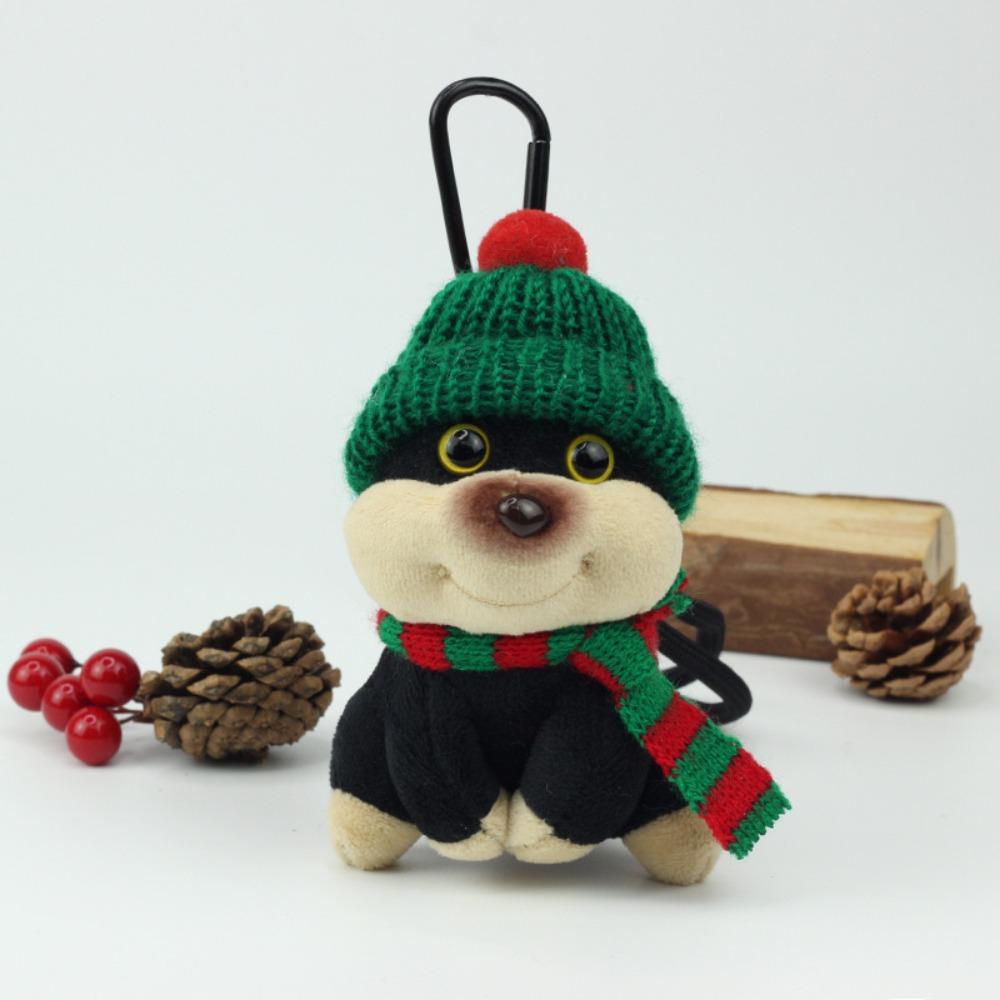 Soft Christmas Plush Doll Bow Creative Dog Pendant Cute Bee Puppy Keychain Daily