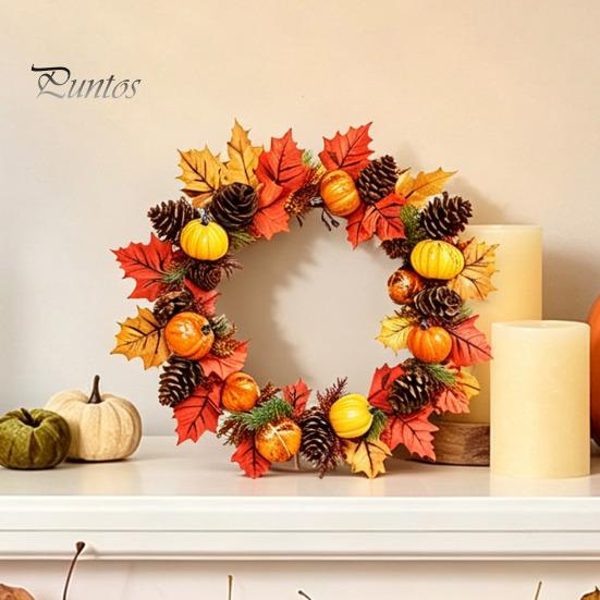 Autumn Theme Party Supplies Thanksgiving Day Wall Sticker, Pumpkin/Pinecone/Leaf Print Garland Shape Waterproof PVC Fall Window Clings Decal,
